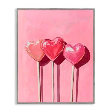 Imagem de Stupell Industries Três pirulitos em arte giclée emoldurada cinza rosa, design por Arlington Prints, 76 x 61 cm