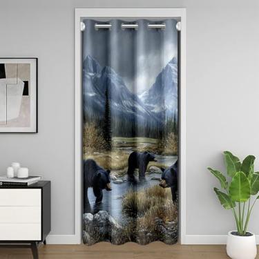 Imagem de Feelyou Cortina de porta de animais selvagens privacidade 122 x 84 polegadas 1 painel urso selvagem capa de porta de armário urso selvagem 30%-50% escurecimento conjunto de cortina blackout portas