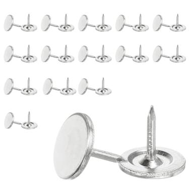 Imagem de YELARXI Tachinhas de unhas de estofamento, pregos para móveis, 3/8 x 3/8 de cabeça chata, alfinetes vintage para pendurar na parede/escritório/decoração de móveis/foto) 0,1 cm A, 30 peças e prata