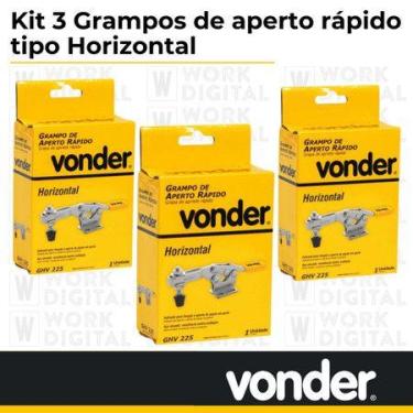 Imagem de kit 3 Grampos De Aperto Rápido 225 Kgf Horizontal Ghv 225 - Vonder