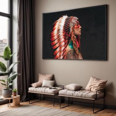 Imagem de Quadro com Moldura Sala Quarto India Americana Decorativo Horizontal Grande Hall
