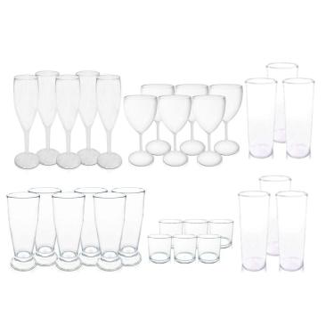 Imagem de Jogo completo de Copos e Taças Acrílicos PS com 30 pç Krys