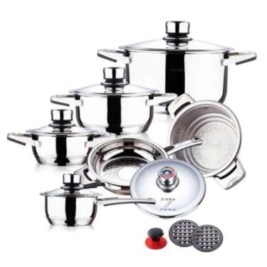 Imagem de Jogo De Panelas Inox Aço Cirúrgico Com 19 Peças Frankfurt