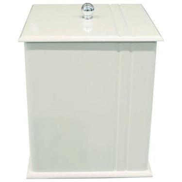 Imagem de Lixeira para Banheiro Mdf Quadrada C/ Frisos 6 Litros Branca