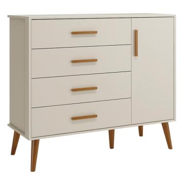 Imagem de Cômoda Infantil Isis 1 Porta e 4 Gavetas Areia - Reller Móveis