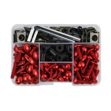 Imagem de Kit de parafusos de carenagem de para-brisas de motocicleta 190 peças compatível com S&uzuki GSXR 600 750 1000 K1 K2 K3 K4 K5 K6 K7 K8 K9 K10 (vermelho)