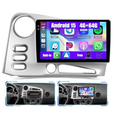 Imagem de Inefala [4G + 64G] Estéreo automotivo Android 15 para Toyota Corolla Matrix 2003-2008 com Carplay sem fio/Android Auto, tela sensível ao toque HD de 9 polegadas com GPS, Bluetooth, WiFi, rádio FM/RDS