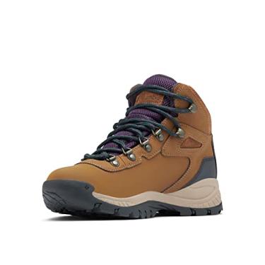 Imagem de Columbia Bota feminina Newton Ridge Plus impermeável para caminhada, Marrom claro/roxo cibernético, 41