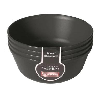Imagem de Cj C/04 Bowl Plastico Preto 1.100Ml  9505011 