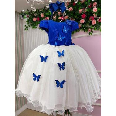 Imagem de Vestido Infantil Daminha Midi Florista Jardim Encantado Azul Royal e O
