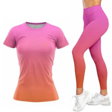 Imagem de Kit Calça Legging Blusa Feminina Academia Fitness Caminhada Conjunto T
