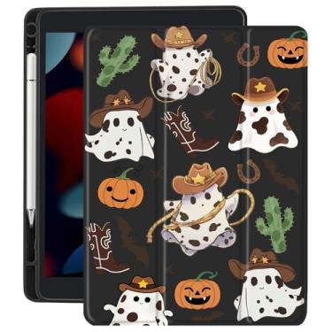 Imagem de CozyNestCY Linda capa caubói fantasma para iPad 10,9 polegadas 10ª capa retrô ocidental estética com parte traseira transparente transparente hibernar/despertar automática à prova de choque com