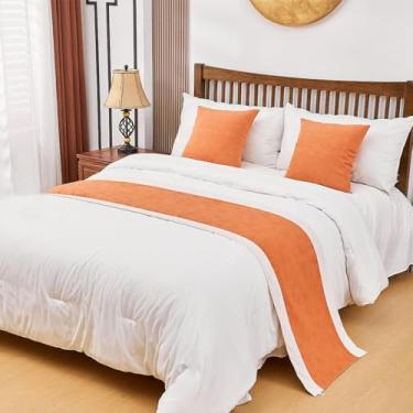 Imagem de Cachecol para cama de hotel, moderno, simples, colcha, decoração, algodão, linho, macio, proteção, quarto, cama, toalha de cama, cobertores, manta para solteiro, Queen King, tamanho laranja||Apenas 2