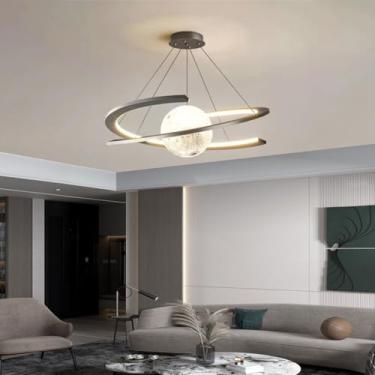 Imagem de Lustre LED Quarto Infantil Moderno 65W Estrela Espacial Luminária Pendente Regulável Luz Acrílica Planeta Terra Bola Arte Decoração de Casa Fantasia Interior Iluminação Infantil Desenho Anim