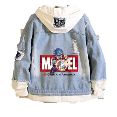 Imagem de Jaqueta jeans casual solta anime Capitão América