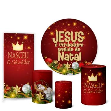 Imagem de Trio Capas Cilindro + Painel Sublimado + Painel Lateral Natal (K2HAL0093)