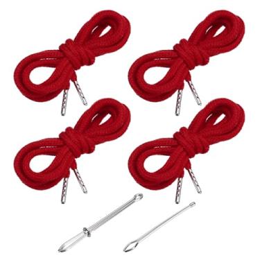 Imagem de PATIKIL Cordões de cordão de 138 cm, 4 peças de cordas de substituição com 2 peças de passadores fáceis para shorts, calças, casacos, moletom, moletom com capuz, vermelho escuro