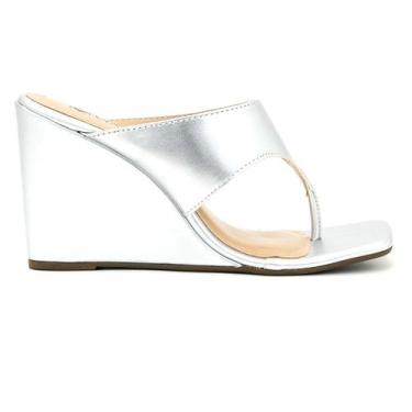 Imagem de Tamanco Via Uno Original Salto Alto Plataforma Feminino 026, 36, Prata