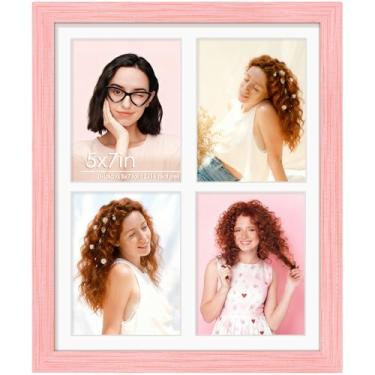 Imagem de DUENPY Porta-retrato de 30 x 40 cm, colagem 12,7 x 17,8 cm, exibe quatro fotos de 12,7 x 17,8 cm ou 30 x 40,6 cm (sem tapete) para exibição horizontal disponível na parede e rosa vertical