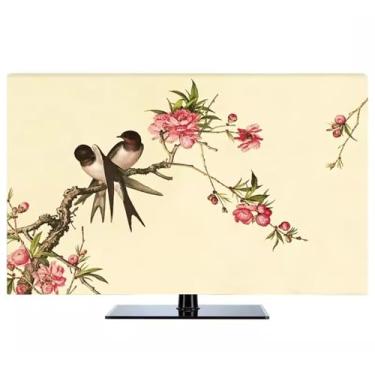 Imagem de Capa protetora contra poeira de 32-80 polegadas para TV LCD/LED universal protetor de tela à prova de poeira elástico para TVs planas e curvas decoração de quarto/sala de estar - pássaro1||55
