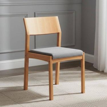 Imagem de Kit 4 Cadeiras Madeira Maciça Linho Less Amendoa