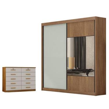 Imagem de Guarda Roupa Casal Sienna com Espelho e Gaveteiro Milão com Chave Cumaru 25 Fendi - Novo Horizonte