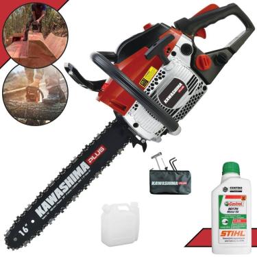 Imagem de Motor Serra À Gasolina Kawashima KCS380P 37,2cc Alta Potência e Rotação Com Sabre 16’’ Carcaça de Alumínio e Sistema Antivibração + ÓLEO STIHL 2T