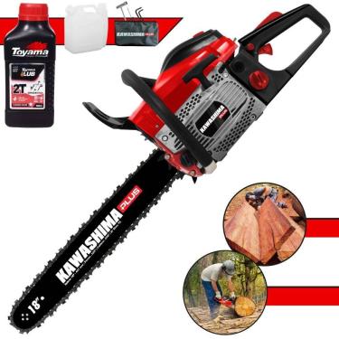Imagem de Motosserra Moto Serra Motor Serra Kawashima KCS-550P À Gasolina 2T 54,6cc Profissional Com Sabre 18’` Ideal Para Corte de Lenha + ÓLEO TOYAMA FG50 2T