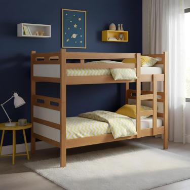 Imagem de Beliche Com Grades Mdf Reforçada Cor Nature Off White