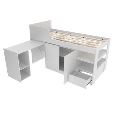 Imagem de Cama Infantil Juvenil Multifuncional CM8021 MDP Branco - Gran Belo