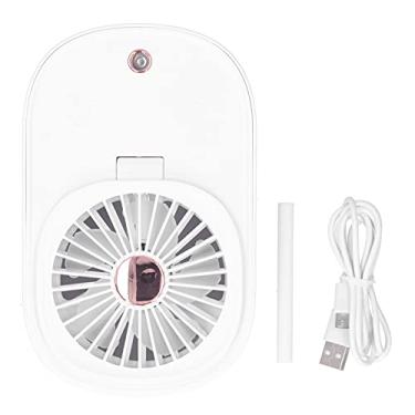 Imagem de Pilipane Ventilador de mesa 2 em 1, ventilador elétrico dobrável de 90 graus, ventilador de mesa portátil com bastão umidificador e cabo USB, ventilador recarregável por USB de ajuste de 3 engrenagens