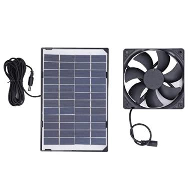 Imagem de Ventilador de painel solar mini exaustor portátil de polissilício para animais de estimação com painel solar para camping casa de animais de estimação 6W 12V
