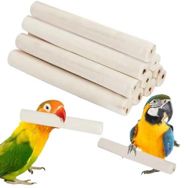 Imagem de MdakeGo 10 peças de brinquedo de mastigar papagaio de pássaro, brinquedo de mastigar macio de papagaio natural, brinquedos para pés de pássaro para calopsita conure, periquito, periquito, coelho