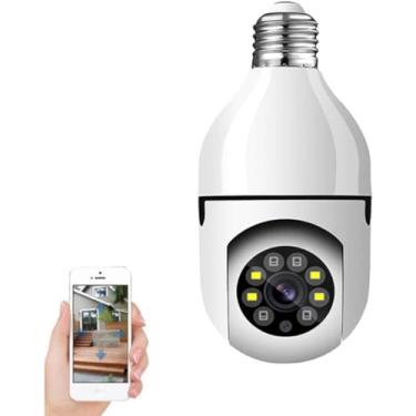Imagem de Câmera de Segurança Lâmpada IP WiFi 360° Full HD 1080P Giratória Inteligente à Prova d’Água, Visão Noturna Infravermelha, Detecção de Movimentos, Bivolt