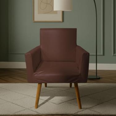 Imagem de Capa Para Poltrona Nina Decorativa Sala Escritorio Quarto Em Malha Gel Liso (Tabaco)