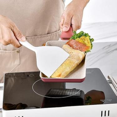 Imagem de Espátula larga de silicone – Espátula antiaderente flexível para ovos, peixes, resistente a panelas, omeletes e pizza (branca)