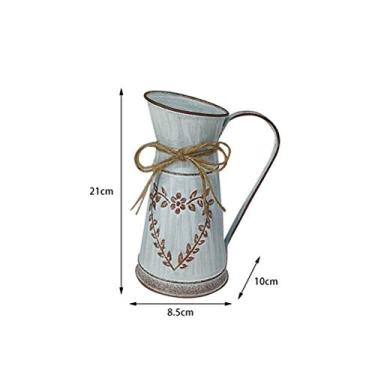 Imagem de TOPINCN Vaso de Flores de Arte Em Ferro Antiquado, Mini Vaso de Flores Antigo, Balde Decorativo para Jardim, Ideia de Inauguração de Casa, Material de Ferro de (tamanho pequeno) (Folhas em formato