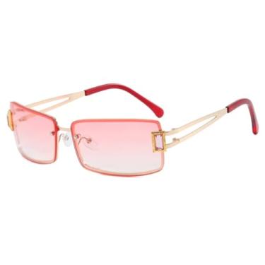 Imagem de Óculos de sol punk de luxo feminino, fashion, retrô, armação pequena, masculino, para atividades ao ar livre, viagem, festa, UV400 (dourado, gradiente rosa)