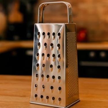 Imagem de Ralador 4 Faces em Aço Inox 21cm Corte Fino, Médio, Grosso e Fatiador – Utensílio de Cozinha Resistente e Prático