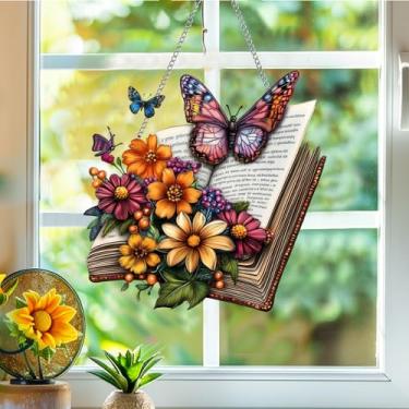 Imagem de Apanhador de sol de acrílico colorido, livro apanhador de sol, decoração de janela pendurada, arte de parede de arco-íris, para sala de estar, quarto, varanda, interior e exterior, jardim, enfeites de