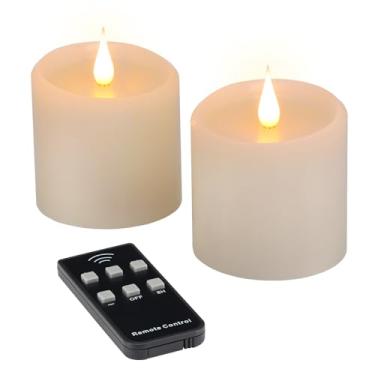 Imagem de Tediselu Velas cintilantes sem chama, velas operadas por bateria de chama móvel 3D com temporizador e controle remoto, velas sem chamas duram mais de 600 horas, velas falsas, vela de LED elétrica de