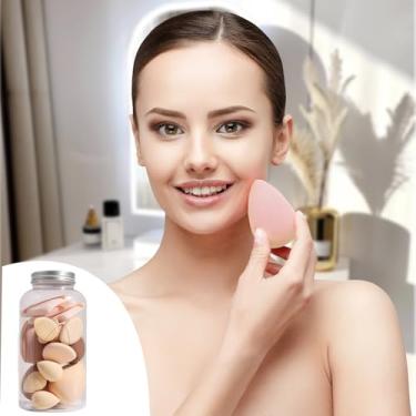 Imagem de Conjunto de 14 esponjas de maquiagem, liquidificador de esponjas de beleza com 4 peças de pó e 3 mini esponjas de maquiagem, aplicador cosmético para pó líquido bege