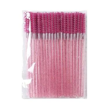 Imagem de 100 pincéis descartáveis de cílios – aplicadores de bastão de rímel pretos para maquiagem, ideal para extensões de cílios e cuidados com sobrancelhas, rosa
