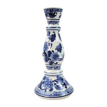 Imagem de Castiçal Azul E Branco Candelabro Porcelana Decoração