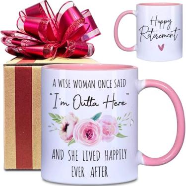 Imagem de VLUG Presentes de aposentadoria para mulheres 2025 - Caneca feliz aposentadoria presentes aposentados para colega de trabalho professor enfermeiras chefe amigos mãe avó aposentados, colegas de