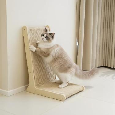 Imagem de Aberatail Arranhador para gatos – Poste vertical de sisal para arranhar gatos de 57 cm, moldura de madeira 105° para gatos internos, protetor de móveis para sofá e sofá