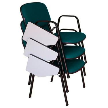 Imagem de 03 Cadeiras Escolar Universitária Linha Hotel Auditório Verde