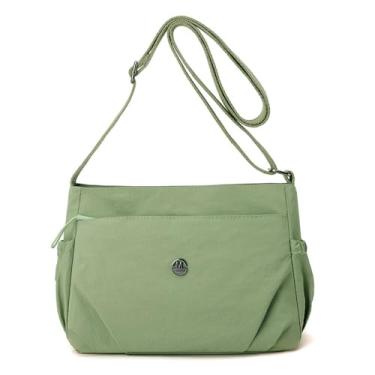 Imagem de Bolsa de ombro feminina, leve, casual, versátil, ao ar livre, grande capacidade, plissada, bolsa carteiro, Verde fruta, Medium