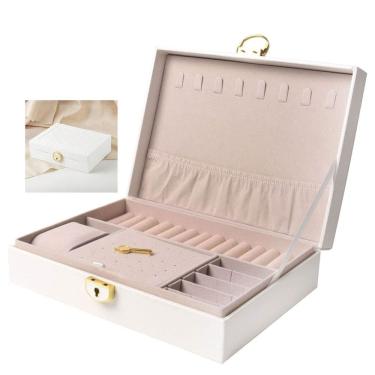 Imagem de Porta Joias Brinco Anel Cordao Pulseira Relogio Acessorio Estojo Caixa Organizaçao Mesa Bancada Gaveta Bancada