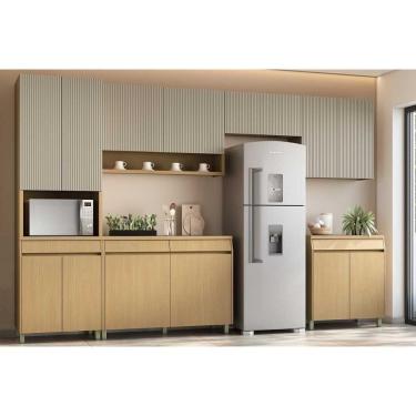 Imagem de Cozinha Modulada Completa Simone Mendes 6 Peças 3 Aéreos + 2 Balcões + 1 Paneleiro C6p90 Carvalho Cinza